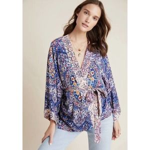 ANTHROPOLOGIE x KACHEL One Size Jasmine Floral Paisley Belted Kimono Boho